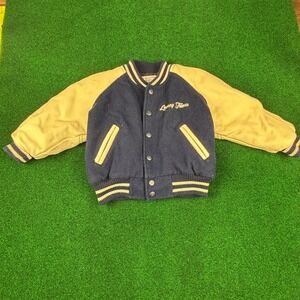 Kids Looney Tunes Varsity Jacket Wool Leather Sleeves Snap Button Embroidered